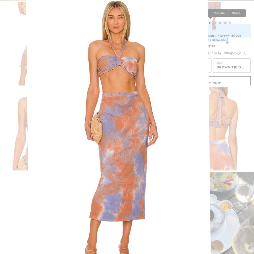 House of Harlow X Revolve Berlin Top + Skirt in Brown Tie Dye ✨